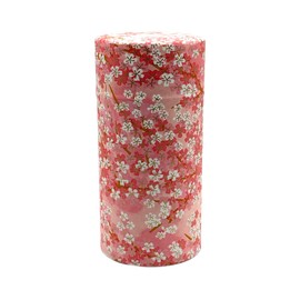 Noguchi Kumataro Tea Garden, Tea Canister, Large Capacity, 7.1 oz (200 g), Yuzen Washi Sticker, Inner Lid, Cherry Blossoms, Pink, Made in Japan, Fashionable