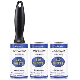 Vabaso 330 Sheets Extra Sticky Lint Roller with 2 Replacement Rollers for Clothing, Sofa, Bed and Carpet - Lint Roller for Pet Hair, Cat Hair, Dog Hair, Dust and Lint, Approximately 46.2 m, 110 Sheets/Rolls