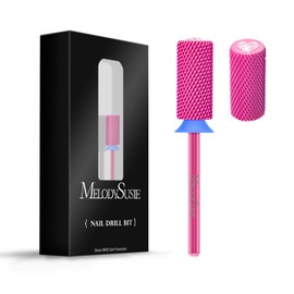 MelodySusie Large Barrel 3/32'' Tungsten Carbide Nail Drill Bit, Crystal Top Pink Heart Shape, Fast Remove Acrylic Gel, Cuticle Gel Polishing for Manicure Pedicure, Pink Blossom, Series Bit-S, Medium