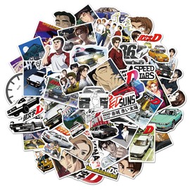 50PCS Anime Initial D Stickers for Laptop Skateboard,Water Bottles,Bumper,Helmet Stickers,Refrigerator Decor Stickers (Initial D)