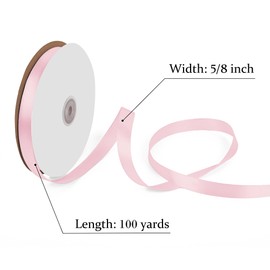 Gliberli Light Pink Satin Ribbon 5/8 inch X 100 Yards Fabric Large Ribbons for Gift Wrapping Bows Bouquet Sewing Craft Home Decor Hair Floral