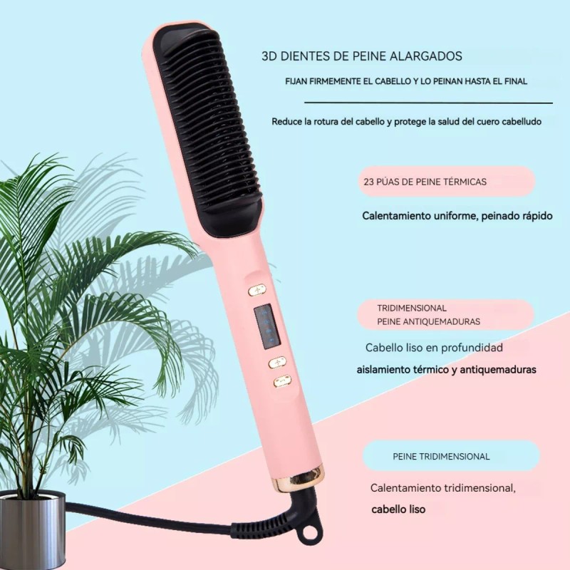 Plancha De Pelo 2 En 1, Peine Caliente, Alisador Y