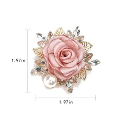 Fabric Rose Brooch for Women Elegant Pearl Flower Brooches Handmade Crystal Pearl Pins Fabric Flower Lapel Pin Dress Suit Accessories (pink)