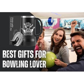 Onebttl Bowling Gifts For Men, Male, Him, 24oz Stainless Steel Beer Stein, Christmas Gifts for Bowling Lover, Laser Logo, Spilt Happens
