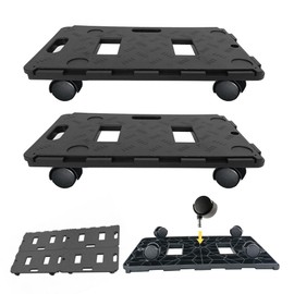 Furniture Dolly, 2 Pack Moving Dolly Connectable, 24.6in-12.4in 440 Lbs Capacity, Furniture Movers 5 Wheels Heavy Duty, Small Flat Dolly Cart, Portable and Light Dollies (Black Dolly)