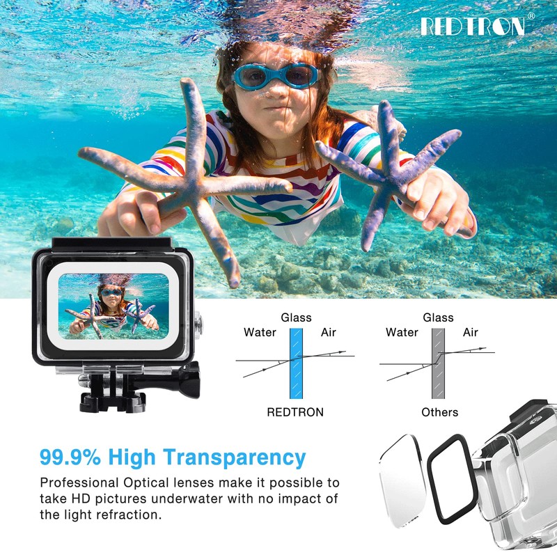 REDTRON Waterproof Housing Case for GoPro Hero 5/6/7, 60M Diving