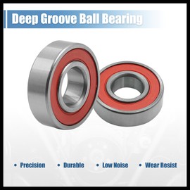 Hihaha 2pcs 6003RS Deep Groove Sealed Shielded Ball Bearing Universal 35 x 17 x 10mm Replacement Red Silver Tone Durable Material