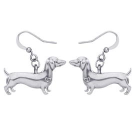 DUOWEI Alloy Antique Dachshund Dog Earrings for Women Pet Dangle Jewelry Gift (Silver Dachshund)
