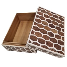 collectiblesBuy Traditional Handcrafted Honeycomb Bone Inlay Decorative Jewelry Box Premium Keepsake Organizer Storage