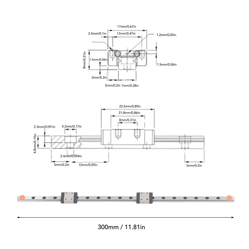 MGN7C Linear Guide Rail High Accuracy 4 Point Contact Smoothly
