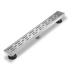 Sharp-tec 32 inch Linear Shower Drain, Brushed Rectangular Floor Drain, V-Shape Design Drain Channel, 304 Stainless Steel, cUPC Certificated for Bathroom Shower Room (Drain Base is Not Included)