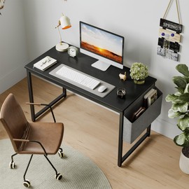 CubiCubi Computer Desk, 55 inch Home Office Writing Study Desk, Modern Simple Style Table with Storage Bag, Black