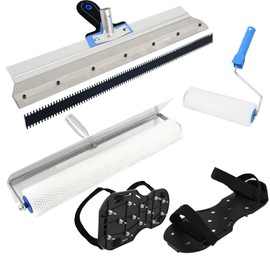 GRGTHDS Self-Levelling Cement Tool Kit,Spike Roller for Self Leveling Cement,Epoxy Floor Tools,Roller Brush,Floor Construction Roller Spiked Shoes,Stainless Steel Scraper Self-Leveling Rake(Blue)