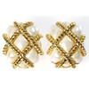 Kenneth Jay Lane Gold Quilted Clip-On Earrings with Enamel