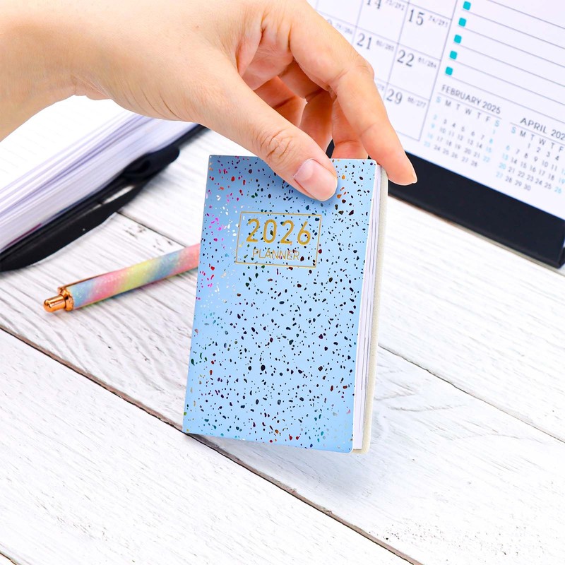 2026 Mini Pocket Planner Calendar 4"x3" for Purse Starlight Black