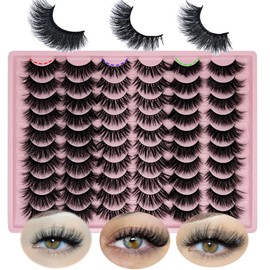 loladook False Eyelashes Bulk Wispy Strip Lashes Natural Look 3D Cat Eye Lashes Pack 18mm Long Volume C Curl Faux Mink Lashes Multipack (3 Styles)