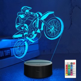 Motocross 3D Night Light, Lampeez LED Illusion Dirt Bike Lamp with Remote Control 16 Colors Changing Table Lamps Kids Room Decor Best Gift Idea for Outdoor Sports Lover Collection