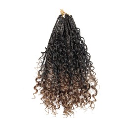 3 Packs Goddess Box Braids Crochet Hair With Curly Ends 14 Inches Boho Braids Crochet Hair for Black Women (1b/27, 14" - 3 Packs)