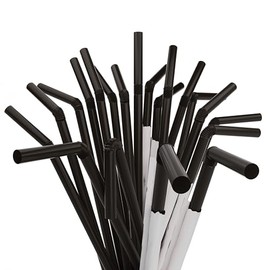 Paper Wrapped Plastic Flexible Drinking Straws - 7.75" x 0.23" (250, Black)