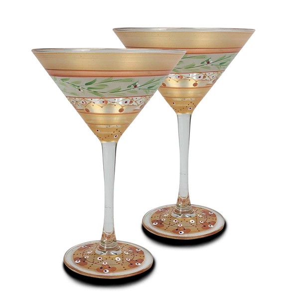 Golden Hill Studio Hand Painted Martini Glasses Set of 2