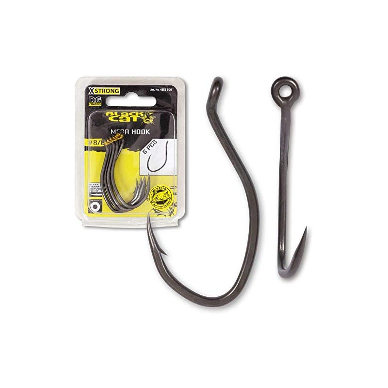 Black Cat DG Coating 8/0 Mega Hooks Pack of 6