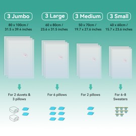 7er Set Vakuumbeutel für Kleidung Dicht und Extra Robust - 100 x 80cm Vakuum Kleiderbeutel Vaccumier, Aufbewahrungsbeutel Bettwäsche Kissen Bettdecken
