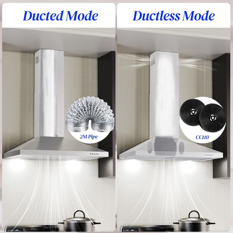 FIREGAS Range Hood 30 inch, Wall Mount Range Hood with