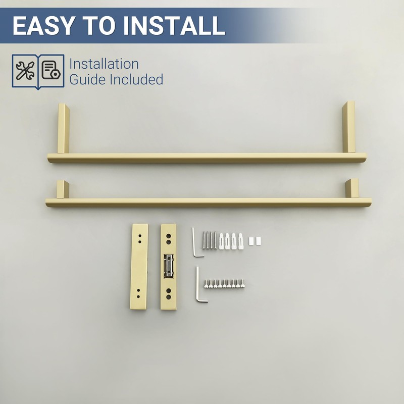 SAYAYO Double Towel Bar for Bathroom, 24 Inch Brushed Gold