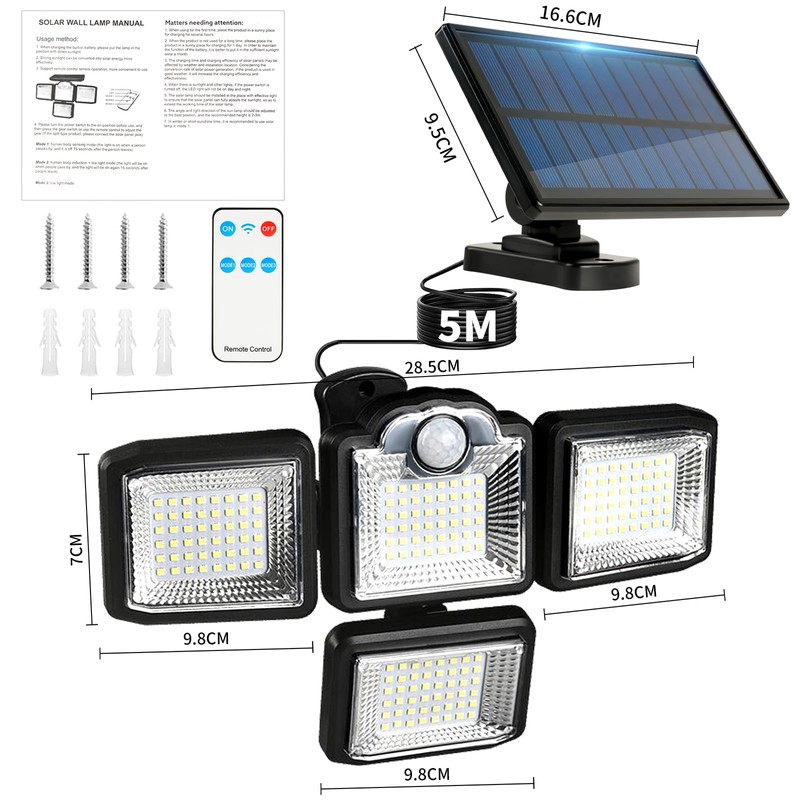 flintronic Solar Security Lights, 192LED+1800LM Solar Flood Lights with Outdoor