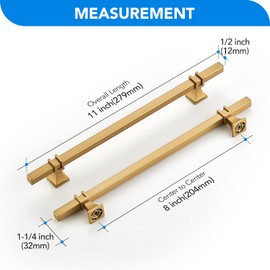 HOME EDIT 30 Pack 8 inch Gold Cabinet Handles Square Zinc-Alloy Pulls for Kitchen Dresser Closet and Bathroom Cabinets Hardware