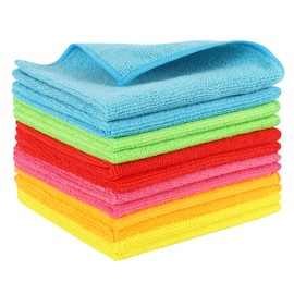 BASVII Microfibre Cleaning Cloth, Pack of 12, Reusable Microfibre Cloths 30 x 30 cm, Water Absorption, No Lint, No Fading, Cleaning Cloths in 6 Colours, Microfibre All-Purpose Cloths Colours