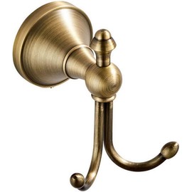 NSCMQSL Vintage Style Wall Mounted Towel Hooks Antique Brass Bathroom Robe Coat Hanger with Brushed Double Hooks (Horn Hook)