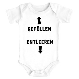 MoonWorks® Baby bodysuit with saying, funny filling, emptying, organic cotton, boys and girls - Baby filling white.