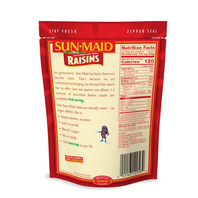 Sun-Maid Natural California Raisins, All Natural, No Added Sugars, 10