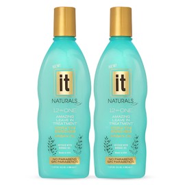 12-in-One Amazing Leave-In Hair Treatment – 2 Pack - Infused with Keratin and Argan Oil for Silky Soft Hair and Added Shine - Conditioner Strengthens and Protects Dry & Damaged Hair - It Naturals