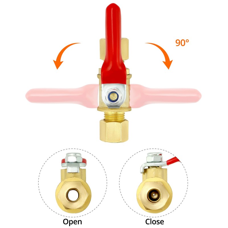 QWORK Lead-Free Brass Compression Valve - 1/4 Inch, 4 Pack
