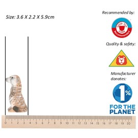 Wudimals - 40483 - Wild Animals, Meerkat, Wood, Hand Carved, Hand Painted, 5.9 cm x 3.6 cm