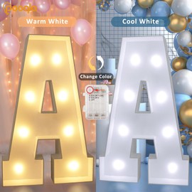 Pooqla 3FT Light Up Marquee Letters, Cool White and Warm White LED Large Lighted Marquee Letters, Giant Mosaic Letters Sign for Balloons Birthday Anniversary Wedding Party Decoration, LED Letter A