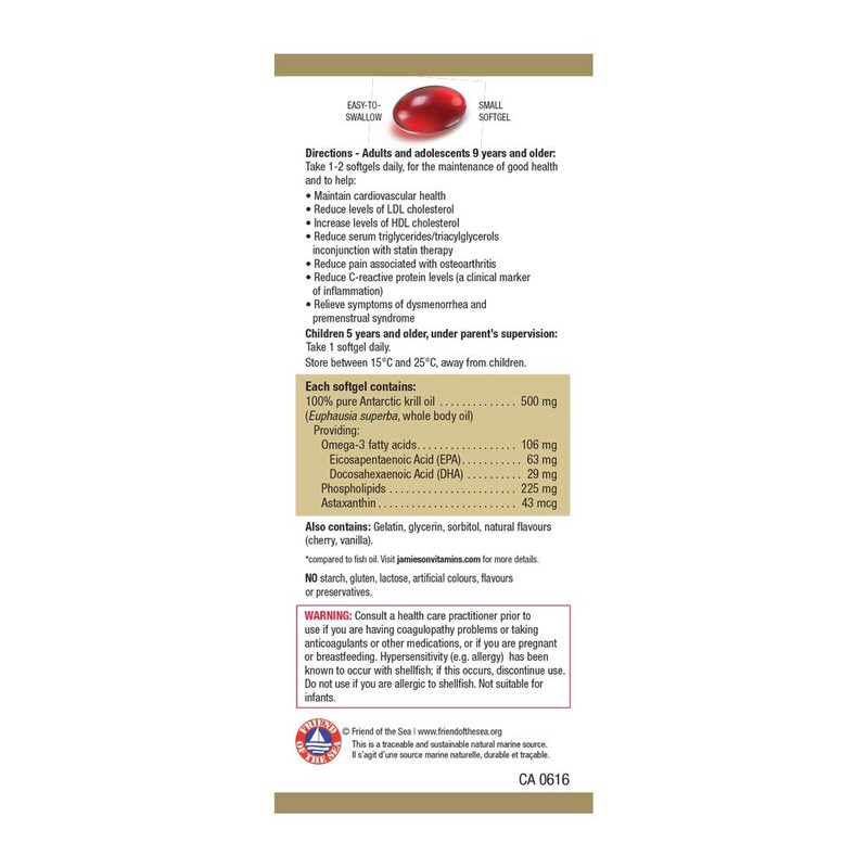 Jamieson Omega Complete Pure Krill Oil 500 mg Extra Strength