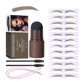 Sello De Cejas, Eyebrow Stencil stamp Kit, Polvo para Cejas Maquillaje con 12 Plantillas Reutilizables para Cejas,Sello de Polvo para Cejas de Larga Duración para Tus Cejas (marrón claro)