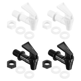 sourcing map 4 Sets Replacement Cooler Faucet, Reusable Plastic Spigot for Beverage Dispenser Parts, Outdoor Faucet Water Jug Spigot Tapes, Black and White