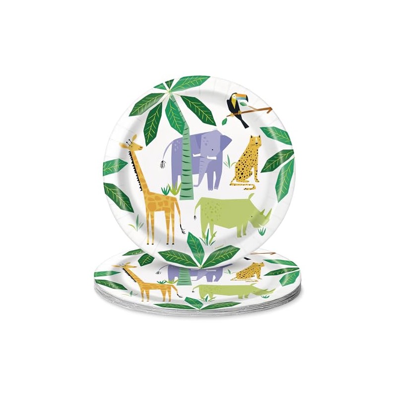 Animal Safari Round Dinner Plates (22cm) - Bold & Vibrant