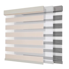 Joydeco Cordless Zebra Blinds (Pro), Dual Layer Light Control Zebra Blinds for Windows, Light-Proof Aluminum Cover, Free-Stop Roller Shades for Home & Office (Beige,22" W x 75" H)