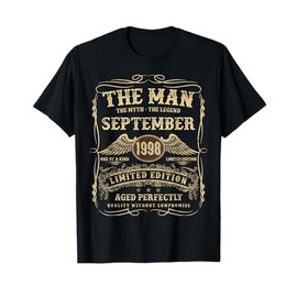 September 1998 27 Year Old Birthday Gifts for Men 27th Bday T-Shirt