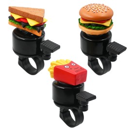 3 Pack Cute Bike Bell, Funny Bicycle Bells for Adults and Kids, Cartoon Hamburger Sandwich Fries Bike Bells for Girls Boys, Loud Cycling Ring Bell for Road Bike Mountain Bike Scooter Accessories
