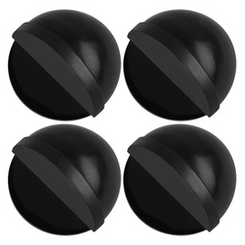 4 Pcs Self Adhesive Floor Door Stoppers,Black Stainless Steel Half Dome Door Stops with Rubber Bumper, No Drill Wall Protector for Bedroom, Bathroom, Living Room, Office