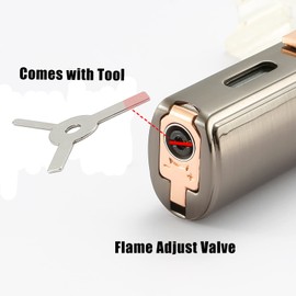 420 Carbon Steel 𝐂𝐮𝐭𝐭𝐞𝐫 and Lighter Set, Built-in 𝐏𝐮𝐧𝐜𝐡, Triple Jet Flame Butane Torch Lighter, Refillable Windproof Gas Lighter, Gifts for Men. Grey. (Sold Without Gas)