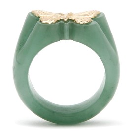 PalmBeach 10K Solid Yellow Gold Genuine Black or 14K Sold Yellow Gold Genuine Green Jade Butterfly Ring Size 7