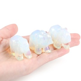 XIANNVXI Opal Crystal Elephant Ornament Crystals Elephant Figurine Reiki Natural Carved Gemstone 1.5" Cute Lucky Elephant Gifts