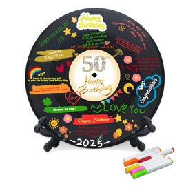 Vinyl Record Sweet 50 Birthday Decorations 11.6"X11.6", 50th birthday decorations Party Favor Sign Poster, 50th Birthday Guest Book Alternative, Great Sweet 50 Gifts for Girls or Boys (50 Years Old)